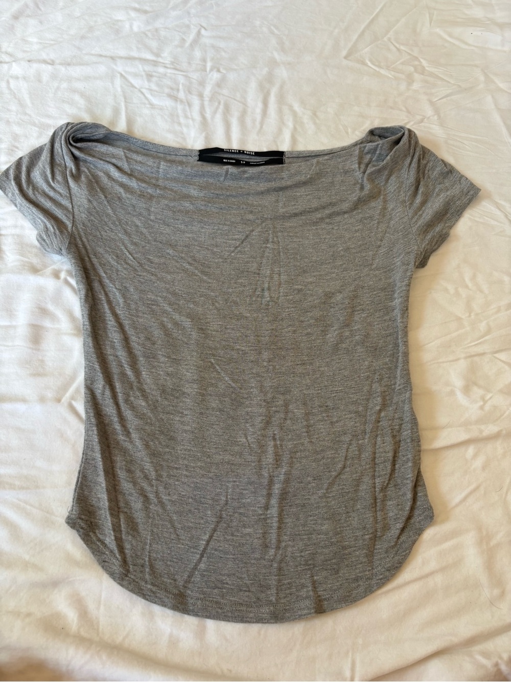 silence + noise Gray Scoop Neck Short Sleeve Tee